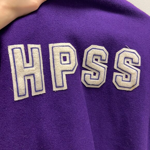 Vintage Purple and White Huskies “HPSS” #4 Varsity Jacket - Picture 8 of 8